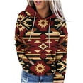 thumbnail image 5 of Aboser Ethnic Aztec Hoodies for Women Retro Geometric Graphic Sweatshirt with Pocket Western Tribal Hooded Shirts Loose Long Sleeve Hoodie, 5 of 7