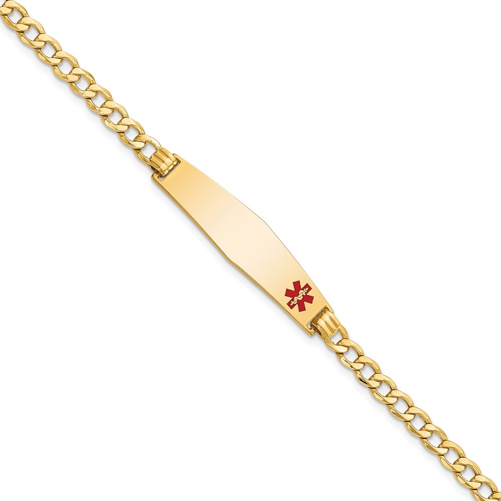 Auriga Fine Jewelry 14K Yellow Gold Semi-Solid Soft Curb Link Id Bracelet 8 inch for Women (L- 8inch, W- 8.5mm)