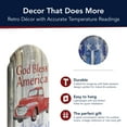 thumbnail image 5 of American Art Decor God Bless America Vintage Metal Thermometer Wall Sign with Embossed Edge, Rustic Red Truck and Weathered American Flag, Indoor/Outdoor Dual-Scale Fahrenheit & Celsius, 5 of 8