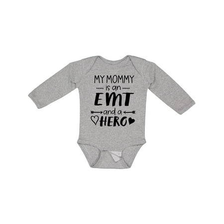 

Inktastic My Mommy is an EMT and a Hero Gift Baby Boy or Baby Girl Long Sleeve Bodysuit