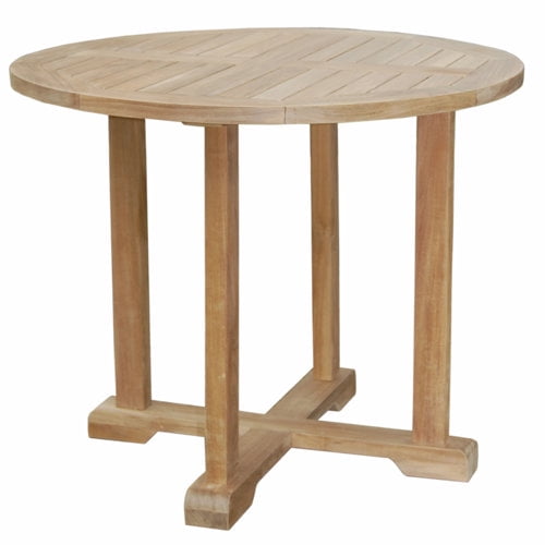 Anderson Teak Montage 35" Round Traditional Teak Bistro Table in Brown