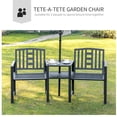thumbnail image 4 of Outsunny Banc de Jardin avec Table Centrale, Banc d'Extérieur 2 Places, Noir, 4 of 10