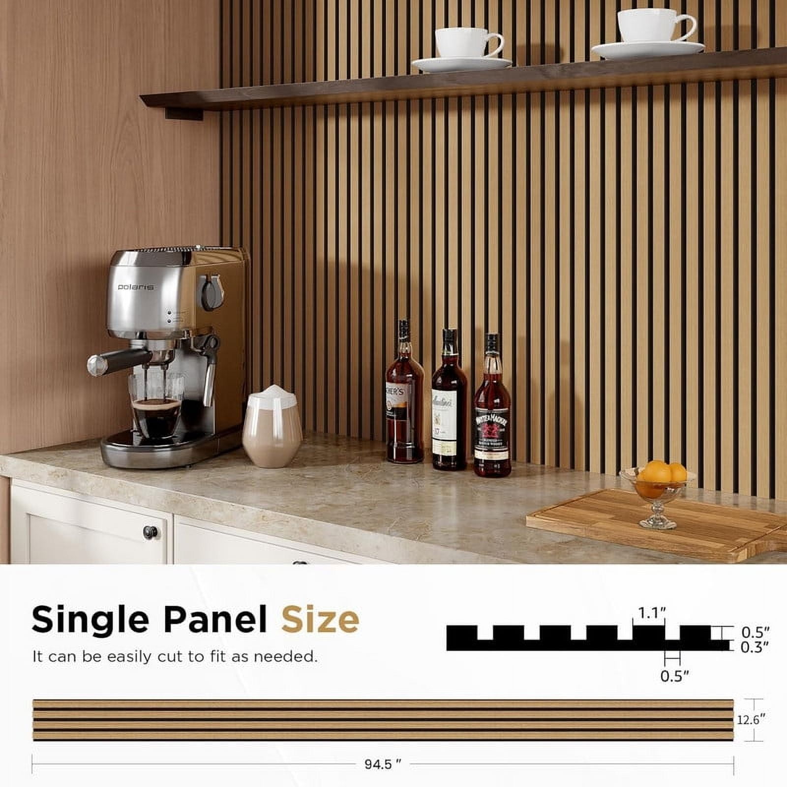 Easy4Home 4Pcs Wood Soundproof Wall Panels 94.5" x 12.6" Wood Slat Acoustic Panels, Light Brown