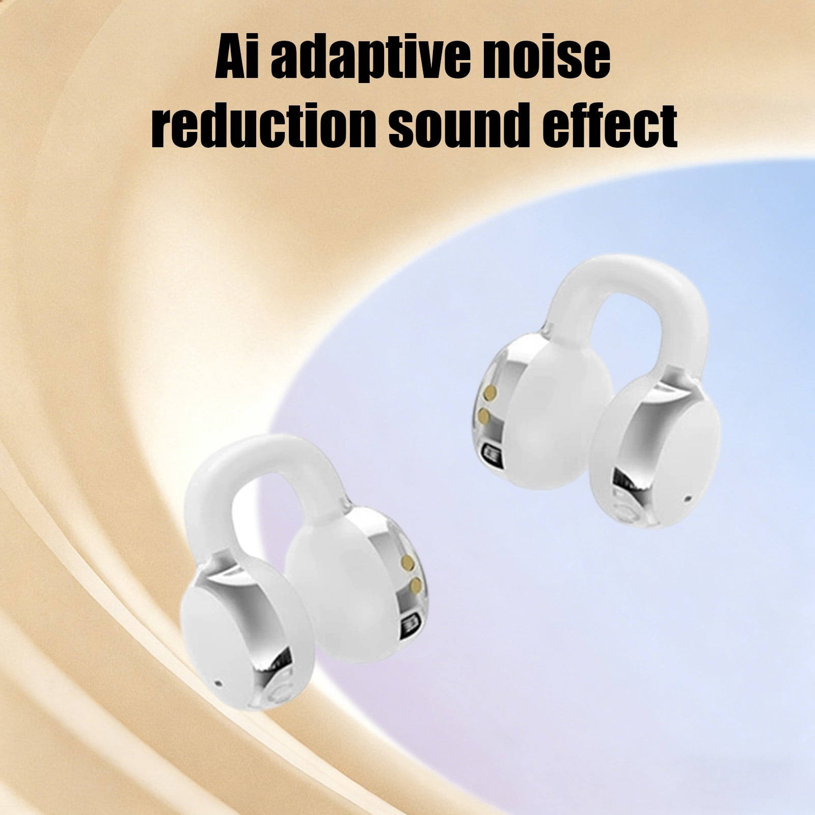 Aufmer 1 Pcs Open Ear Clip On Headphones with Digital Display, High Definition Sound Quality with Long Battery Life, Comfortable Wearing Earphones for Music and Calls Gift