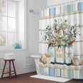 thumbnail image 3 of Eucalyptus Leaf Bathroom Shower Curtain, Starfish Shell Vase Teal Wood Grain Rope Waterproof Washable Soft Bath Curtain for Bathtub Decor with 12 Hooks&Grommet, 48x72 Inch, 3 of 9