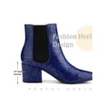 thumbnail image 6 of BLISSFUL STEP Women' s Ankle Boots Snake Print Chunky Heel Pointed Toe Pull On Boots Royal Blue 8.5, 6 of 7