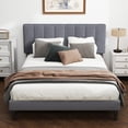 thumbnail image 2 of Full Bed Frames with Headboard, Upholstered Platform Bed with Wood Slats 800 lbs Support , Noise Free, No Box Spring Needed, Gray, 2 of 10