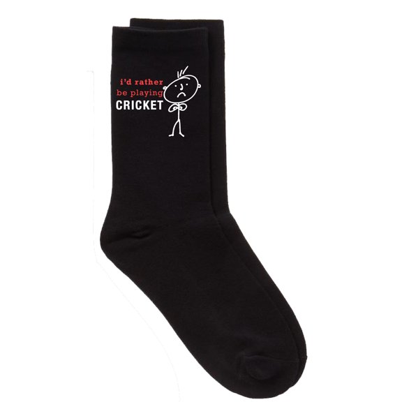 Mens Rather Be Playing Cricket Black Calf Socks Fathers Day Dad Husband Boyfriend Uncle Grandpa Grandad Present