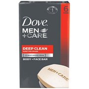 Dove Men+Care Body and Face Bar, Deep Clean 4 oz, 6 Bar