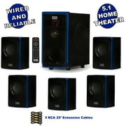 Acoustic Audio AA5102 Bluetooth 5.1 Speaker System with 5 Extension Cables Home Theater