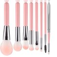 thumbnail image 3 of Juego de brochas de maquillaje, base Kabuki sintética en polvo, contorno, colorete, mezcla de ojos, juegos de brochas cosméticas con soporte (8 piezas, rosa) Adepaton ZFFLD62, 3 of 9