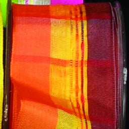 The Ribbon People Sheer Orange and Red Striped Woven Wired Craft Ribbon 1.5" x 27 Yards