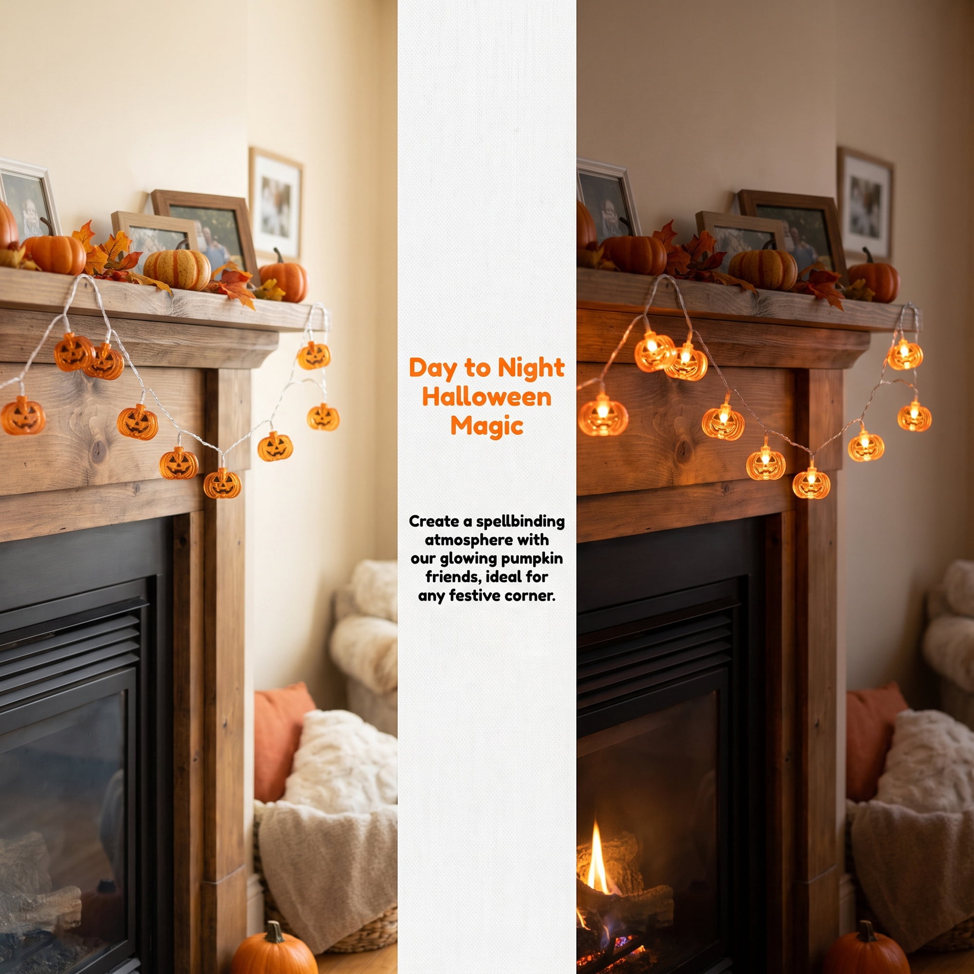 Unique Bargains Halloween Jack-O'-Lantern Fairy Light 4.9 ft Flat Pumpkin Battery Operated