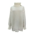 thumbnail image 2 of UTSJKR Women's Fall Knit Sweaters Lantern Long Sleeve Sweaters 2024 Fashion Clothing Elegant Solid Turtleneck Pullover Tops Casual Loose Oversized Chunky Jumper Knitwear White S, 2 of 5