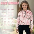 thumbnail image 7 of Xoenoiee Butterfly Cherry Blossom Print Girls Sweatshirt Half Zip Pullover Lightweight Casual Long Sleeve Hoodie Fall Clothes Outfits with Front Pocket, Size 9-10 Years, 7 of 7