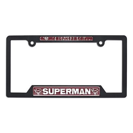 Elektroplate Officially Licensed - DC Comics Superman Distressed Graphic Automotive-Grade Black Plastic Open Corner License Plate Frame for Cars/SUVs/Trucks Weather-Proof Auto Accessory