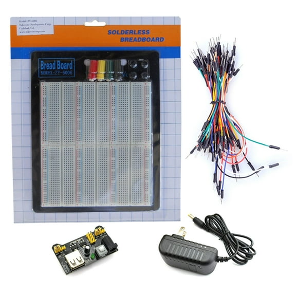 Tektrum 6.50" x 5.70" Externally Powered Solderless 2200 Tie-Points Experiment Plug-in Breadboard