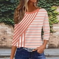 thumbnail image 5 of cocolona Womens Casual Striped Tops Crew Neck 3/4 Sleeve Pullover Shirts Outfits Basic Tees, 5 of 7