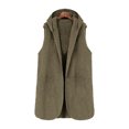 thumbnail image 6 of ClodeEU Women's Mid Long Fleece Vest With Hooded, Fall Winter Warm Plush Sleeveless Cardigan Army Green,Womens Plus XXL, 6 of 9