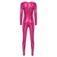 thumbnail image 4 of YONGHS Women's Shiny Holographic Unitard Costume Suits Bodysuits Catsuits Hot Pink 3XL, 4 of 7