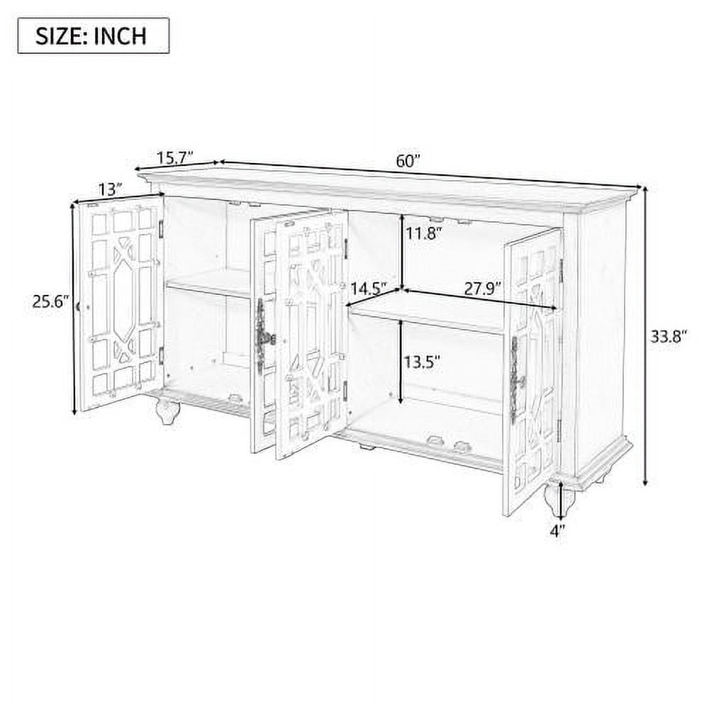  Aisurun Storage Cabinet Sideboard Buffet Cabinet Storage  Cupboard with 4 Doors & Square Metal Legs for Living Room Kitchen Entryway  (White) - Buffets & Sideboards