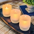 thumbnail image 1 of czcpp-Vintage Ribbed Frosted Glass Tealight Votive Candle Holders by (Set of 6), Rustic Decor, Boho Decor, Shelf Decoration, Classic Look | Perfect Hostess Gift, 1 of 4