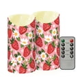 thumbnail image 2 of Strawberries and Flowers Flameless Candles 2 PCS with Remote Realistic Moving Flame LED Tapered Pillar Set for Home Decor, 2 of 7