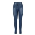 thumbnail image 4 of Women's High Waist Skinny Jeans Stretchy Slim Fitting Classic Casual Denim Pants for Comfortable Daily Wear Dark Blue XL, 4 of 8