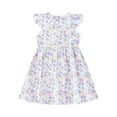 thumbnail image 4 of iEFiEL Kids Girls Floral Printed Casual Dress Cap Sleeve Flared Dress for Weekend Holiday Beach Purple Flower 9-10, 4 of 7