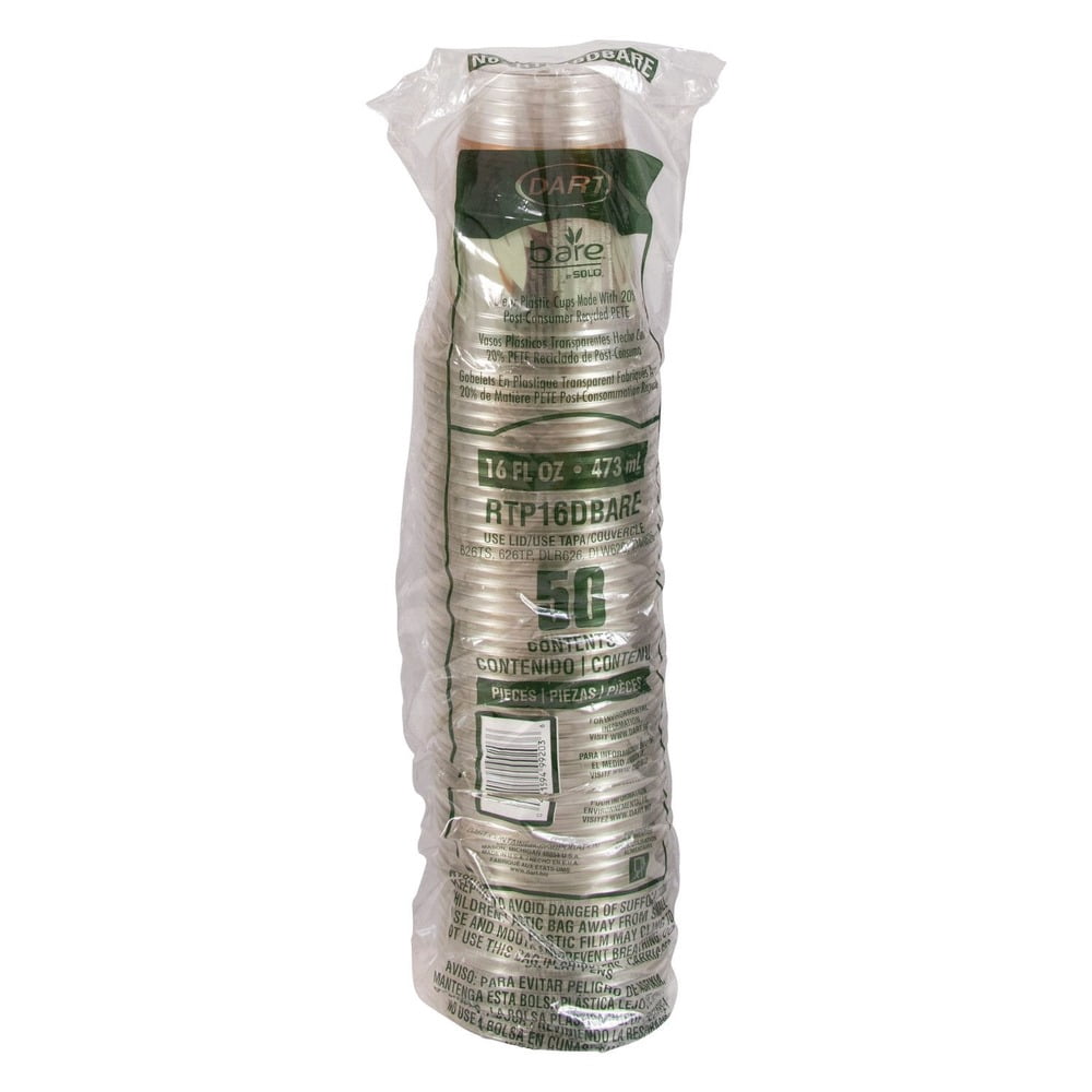Bare Eco-Forward 16 oz to 18 oz RPET Cold Cups - Clear (1000/Carton)