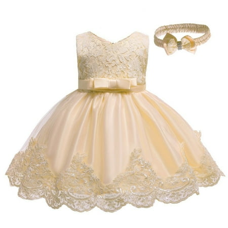 

Girl Summer Clothes Lace Bowknot Princess Wedding Formal Tutu Dress+Headband Set