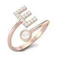 thumbnail image 2 of Capitale E Lettre Initiale Perle Femmes Anneau Réglable devant Anneau Ouvert Bijoux 925 Argent Sterling Rose Vermeil, 2 of 3