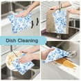 thumbnail image 2 of 6 Pieces of Kitchen Towels 11x11Inch Kitchen Dish Cloths Kitchen Dish Towels Reuseable Cleaning Cloths Light Blue Leaves, 2 of 9