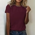 thumbnail image 2 of Womens T Shirts Crew Neck Short Sleeve Basic Summer Solid Color Tops 2025 Trendy Beach Casual Classic-Fit Comfy Outfits Clothes, 2 of 5
