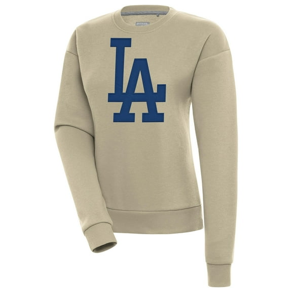 Women's Antigua Khaki Los Angeles Dodgers Victory Pullover Sweatshirt