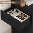 thumbnail image 2 of Hiphuta 77"Tall L-Shaped Corner Bookshelf with Drawers and Side Storage, Modern Wood Bookcase with 4-Tier Display Shelves Storage Cabinet for Living Room Home Office , Black, 2 of 8