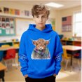 thumbnail image 2 of Tiweut Boys Girls Highland Cow Hoodies Sherpa Lined Cute Long Sleeve Pullover Western Sweatshirt Tops,Blue1,5-6 Y, 2 of 8