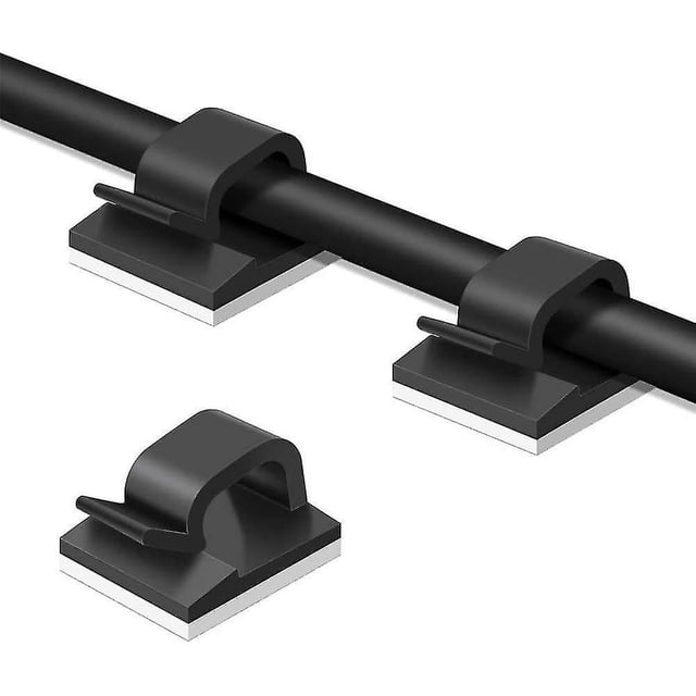 50 clips para cables, organizadores de cables adhesivos, resistentes y duraderos (negros)