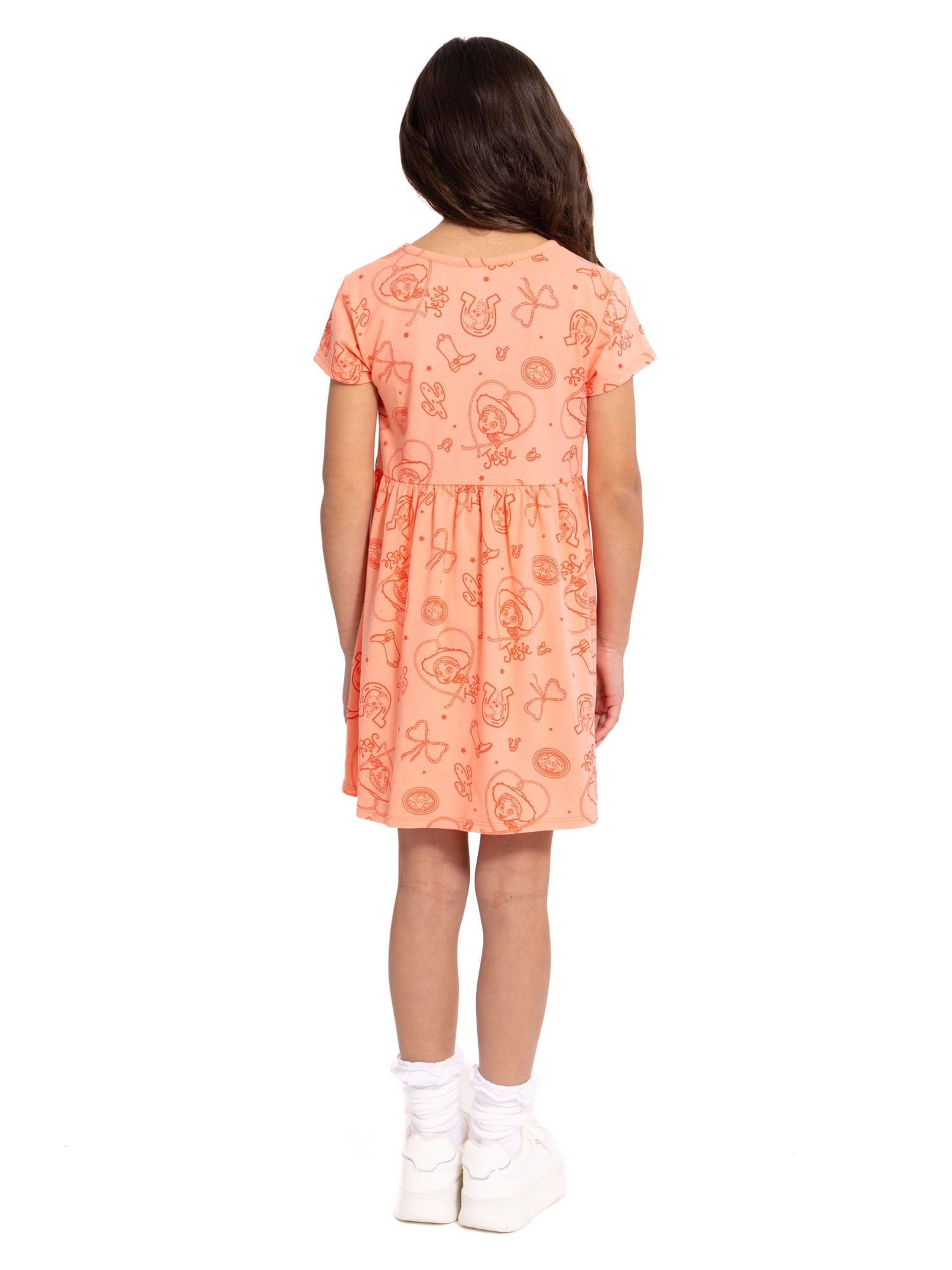 Toy Story Girls Allover Print Dress with Short Sleeves, Sizes 4-12