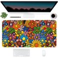 thumbnail image 2 of Abstract Hippie Flower Desk Mat,Extended Gaming Mouse Pad Large Non-Slip Rubber Base Mousepad with Stitched Edges,Waterproof Desk Pad for Computer/Laptop/Work/Office/Home 31.5" X 15.7", 2 of 6