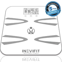 INEVIFIT BODY-ANALYZER SCALE, Highly Accurate Digital Bathroom Body Composition Analyzer, Measures Weight, Body Fat, Water, Muscle, BMI, Visceral Fat & Bone Mass for 10 Users. 5-Year Warranty - White