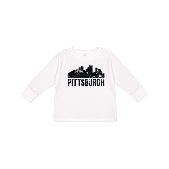 Inktastic Pittsburgh Skyline Grunge Boys or Girls Long Sleeve Toddler T-Shirt