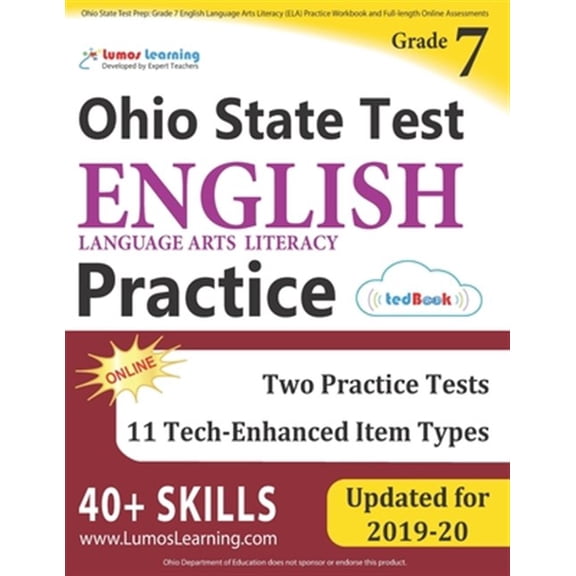 Pre-Owned Ohio State Test Prep: Grade 7 English Language Arts Literacy (Ela) Practice Workbook and Full-Length Online Assessments: Ost Study Guide