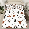 thumbnail image 2 of Manfei Hippie Aztec Abstract Bed Sheets for Kids, Tribal Cowgirl Cowboy King Sheets, Cactus Botanical Sheet Set, Breathable Home Decor, 4 Pieces, 2 of 7