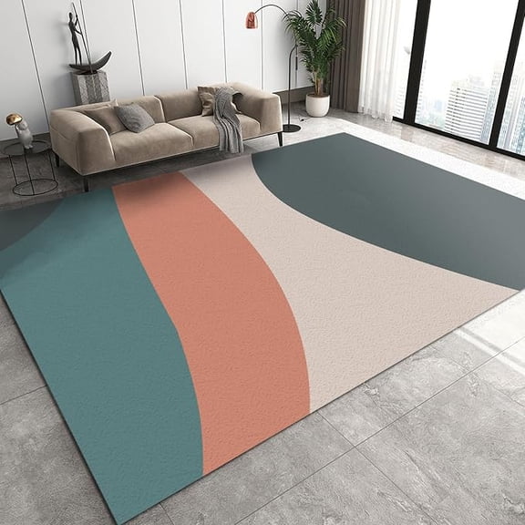 Nordic Modern Color Matching Area Rug, Non Slip Kids Rugs, Easy Care Stain Resistant Carpet for Indoor Living Room Bedroom Office Decor Mat 5 x 6ft