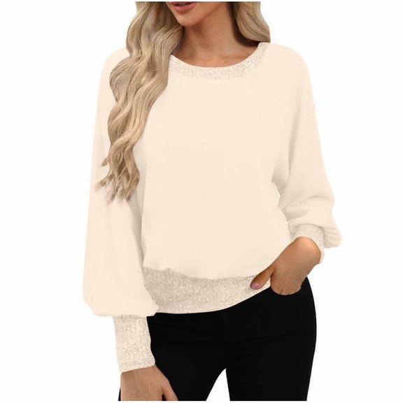 Women's Sequin Formal Long Sleeve Chiffon Shirt Blouse
