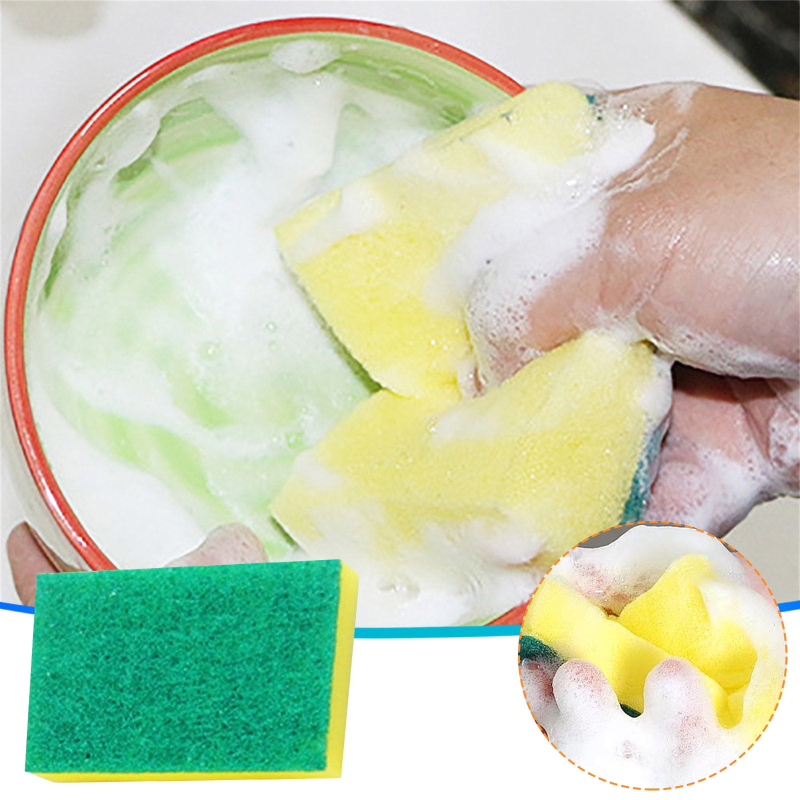 Sponge Brush for Dishes,Kitchen Sponges Non Scratch,Soft Sponge Brush for Cleaning,Nylon Emery Sponge for Kitchen Cleaning,Dishwashing,Dishwashing,Pot Washing,Cloth Cleaning