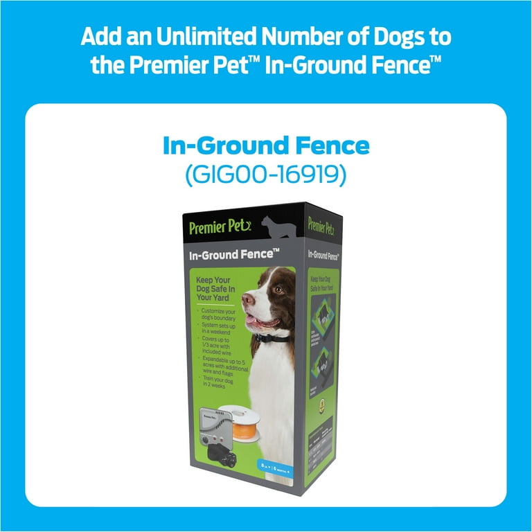 Premier Pet In-Ground Fence for Dogs: Customizable .33 Acre Barrier,  In-Ground Electric Fence, Waterproof Collar, Tone & Static Correction