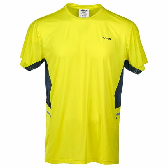 Cooling High Visibility Short Sleeve T-Shirt, Moisture Wicking, Side Vents, Large, SAFEGEAR