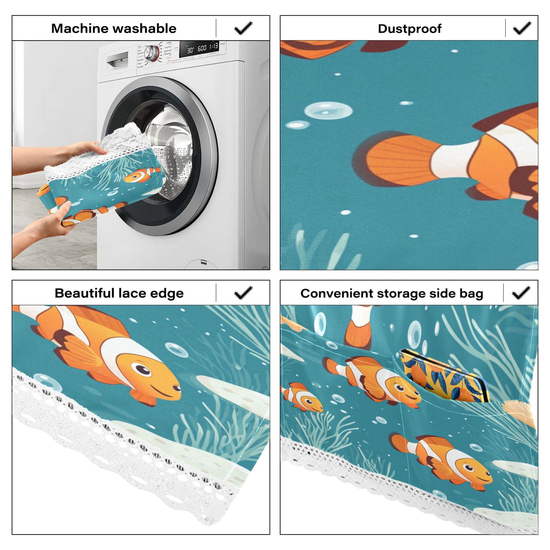 WOBOGO Cute Clownfish Washing Machine Cloth Dryer Refrigerator Top Cover Protective Non-Slip Mat For Kitchen Laundry